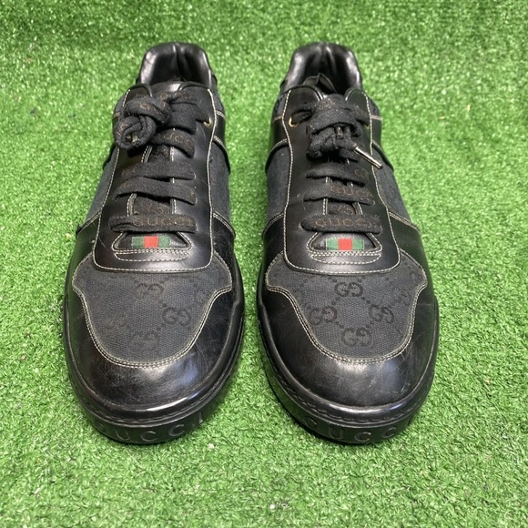 GUCCI Signature Mens Monogram Leather Sneaker Size 11 M Made Italy (No Insoles) - Picture 4 of 9